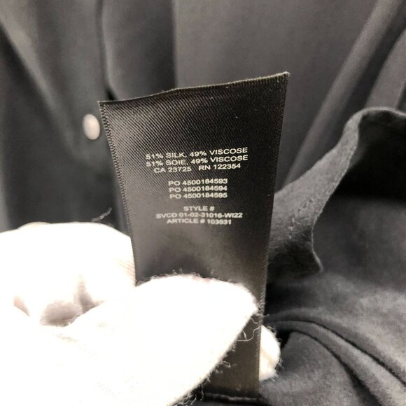 Babaton Black Silk Blend Shirt Womens XS Notch Collar Button Down Long Sleeve - Picture 7 of 9